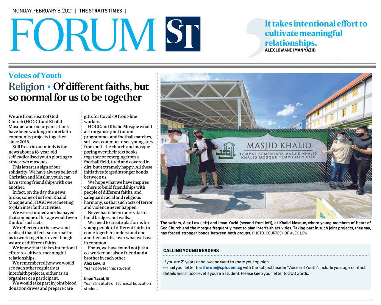 The Straits Times Forum Feature